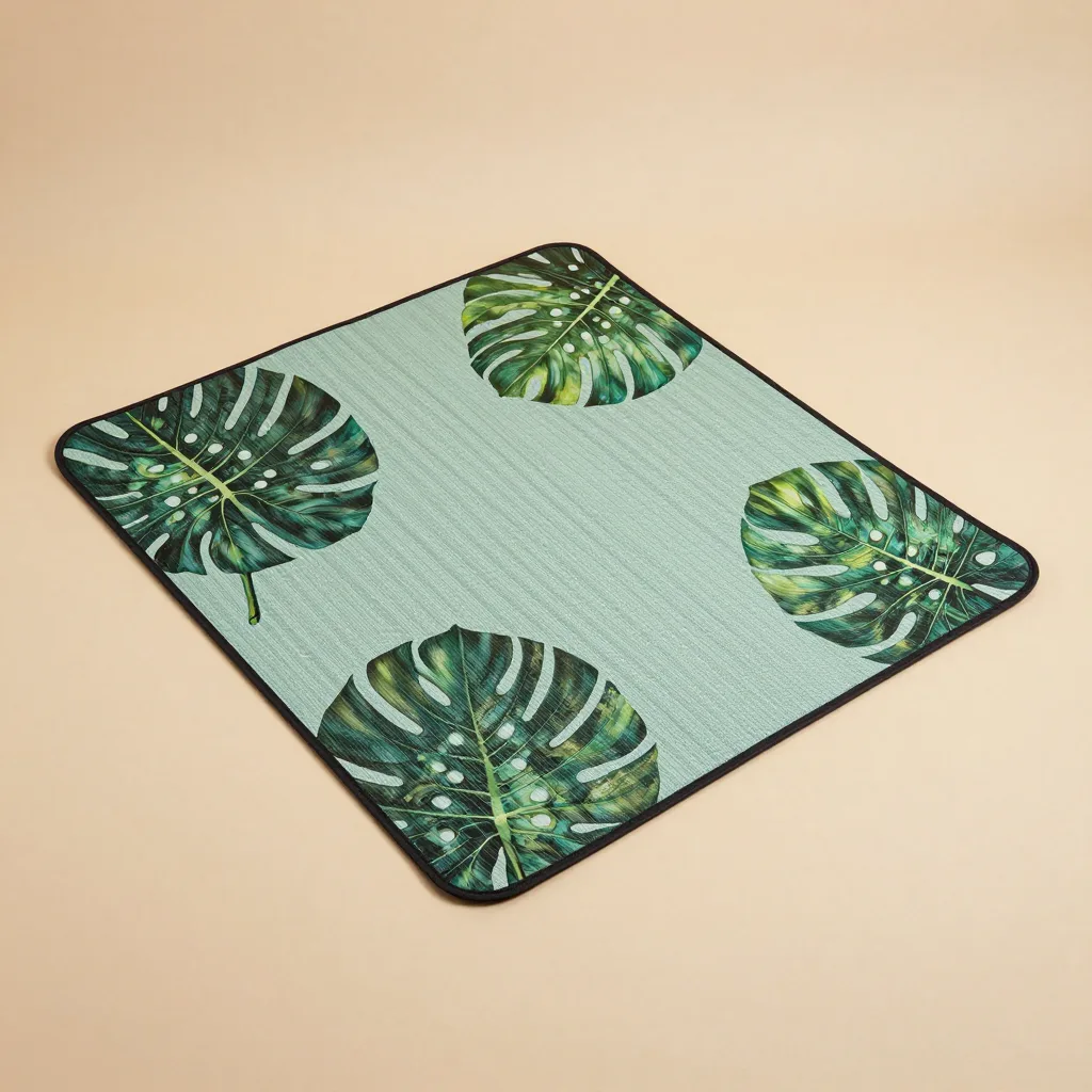 A pandanus picnic mat with a dyed border