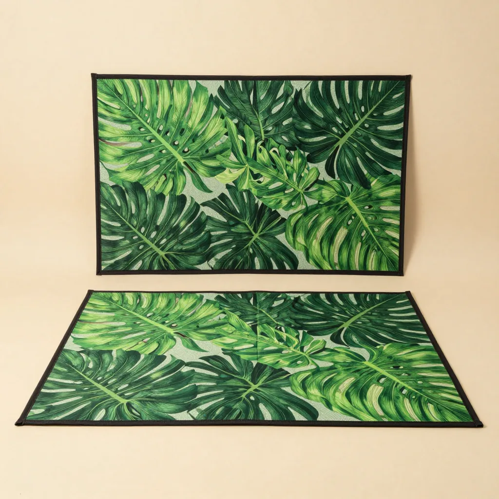 A pandanus floor mat with a matching wall mat